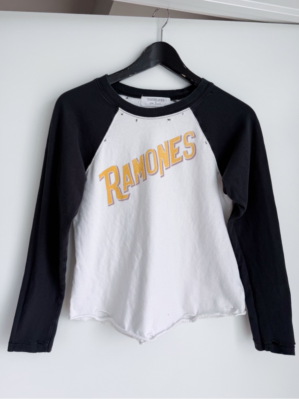 DAYDREAMER for Free People Ramones Raglan Baseball Tee XS Distressed Band